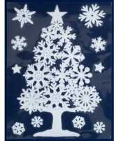 1x kerst raamversiering raamstickers witte kerstboom 29 5 x 40 cm
