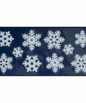1x kerst raamversiering raamstickers witte sneeuwvlokken 23 x 49 cm