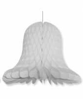 1x kerstversiering grijze kerstklokken lampionnen 30 cm