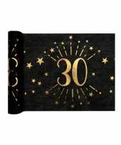 1x zwarte tafellopers 30 jaar verjaardag 500 cm op rol feestversiering