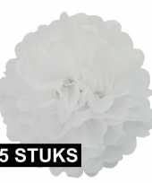 25x witte versiering pompoms 35 cm bruiloft versiering