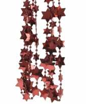 2x donker rode kerstversiering ster kralenslinger 270 cm