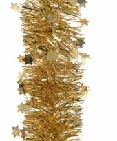 2x gouden kerstversiering folie slinger met ster 270 cm