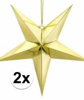 2x gouden sterren 45 cm kerst versiering versiering