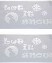 2x kerst raamsjablonen raamversiering let it snow teksten 54 cm