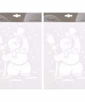 2x kerst raamsjablonen raamversiering sneeuwpop plaatjes 30 cm