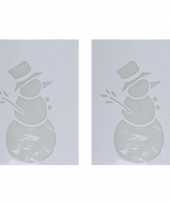 2x kerst raamsjablonen raamversiering sneeuwpop plaatjes 35 cm