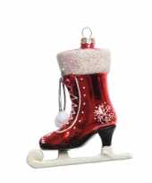 2x kerstboomhangers glans rode schaatsen 11 cm kerstversiering