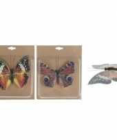 2x kerstboomversiering vlinders op clip 17 cm