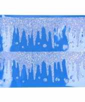 2x raamversiering sneeuw ijspegel sticker rand 39 cm