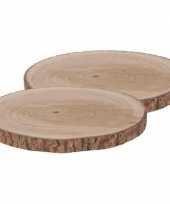 2x woonversiering ronde boomschijven 40 cm van paulowna hout