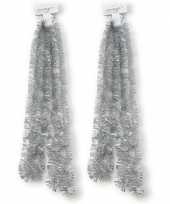2x zilveren kerstslingers 5 x 270 cm kerstboom versieringen