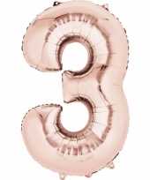 3 jaar versiering cijfer ballon rose goud