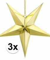 3x gouden sterren 30 cm kerst versiering versiering