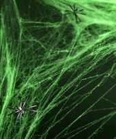 3x groene spinnenweb versiering met 2 spinnen