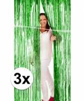 3x groene versiering folie deurgordijn