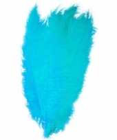 3x grote versiering veren struisvogelveren turquoise 50 cm