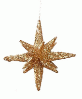 3x kerstboomversiering 3d glitter sterren koper 7 5 cm