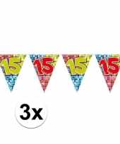 3x mini vlaggenlijn slinger verjaardag versiering 15 jaar 10125639