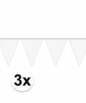 3x mini vlaggenlijn slinger versiering wit