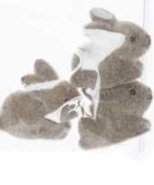 3x pasen paashaas konijn versiering figuur beeld grijs bruin