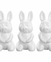 3x piepschuim konijnen hazen versierings 24 cm hobby