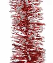 3x rode kerstversiering folie slingers met sneeuw 200 cm