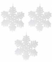 3x sneeuwvlok sneeuw hangversiering versiering wit 30 cm