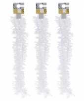 3x witte kerstversiering folieslingers met sterretjes 180 cm