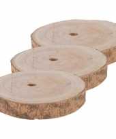 3x woonversiering ronde boomschijven 20 cm van paulowna hout