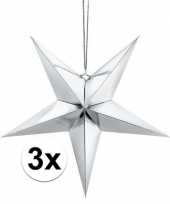 3x zilveren sterren 45 cm kerst versiering versiering