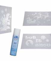 4x kerst versiering raamsjablonen met busje spuitsneeuw 10240275