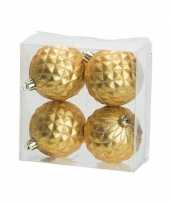 4x luxe gouden kunststof kerstballen 8 cm kerstboomversiering