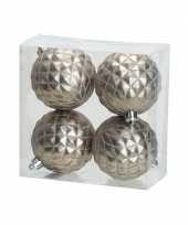 4x luxe zilveren kunststof kerstballen 8 cm kerstboomversiering