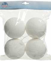 4x sneeuwversiering witte sneeuwballen sneeuwbollen 10 cm