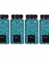 4x versiering hobby steentjes turquoise blauw 650 ml