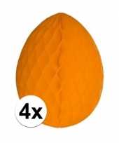 4x versiering paasei oranje 20 cm