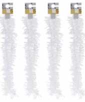 4x witte kerstversiering folieslingers met sterretjes 180 cm