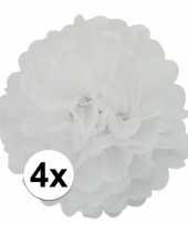 4x witte pompom versiering 35 cm