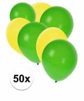 50x ballonnen 27 cm geel groene versiering