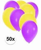 50x ballonnen 27 cm paars gele versiering