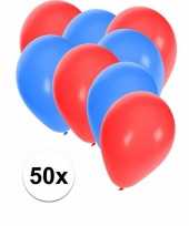 50x ballonnen 27 cm rood blauwe versiering