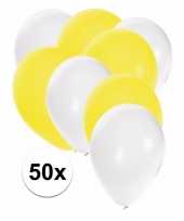 50x ballonnen 27 cm wit gele versiering