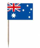 50x cocktailprikkers australi 8 cm vlaggetje landen versiering