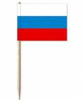 50x cocktailprikkers rusland 8 cm vlaggetje landen versiering
