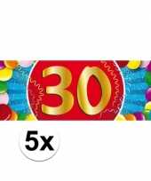 5x 30 jaar leeftijd stickers 19 x 6 cm verjaardag versiering