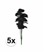 5x bosje met 12 zwarte rozen halloween versiering 38 cm