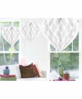5x feestversiering wit versiering hart 30 cm