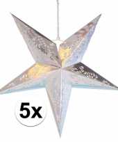 5x stuks versiering sterren lampionnen zilver van 60 cm