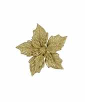 6x gouden versiering bloem 12 cm op clip